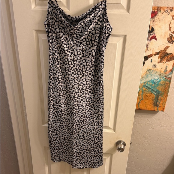 Bebe Black and White Floral Satin Midi Slip Dress S - Picture 4 of 8